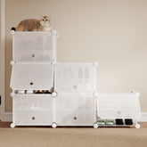 Sekey White Shoe Cabinet with 6/8/10 Compartments – Large Modular Shoe Rack for up to 24 Pairs of Shoes